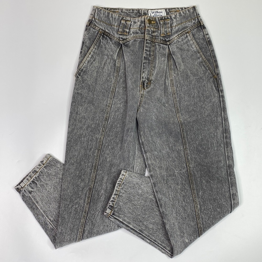 Vintage Willow Bay High Waisted Grey Acid Wash Tapered Jeans Size 11 (Waist 28)
